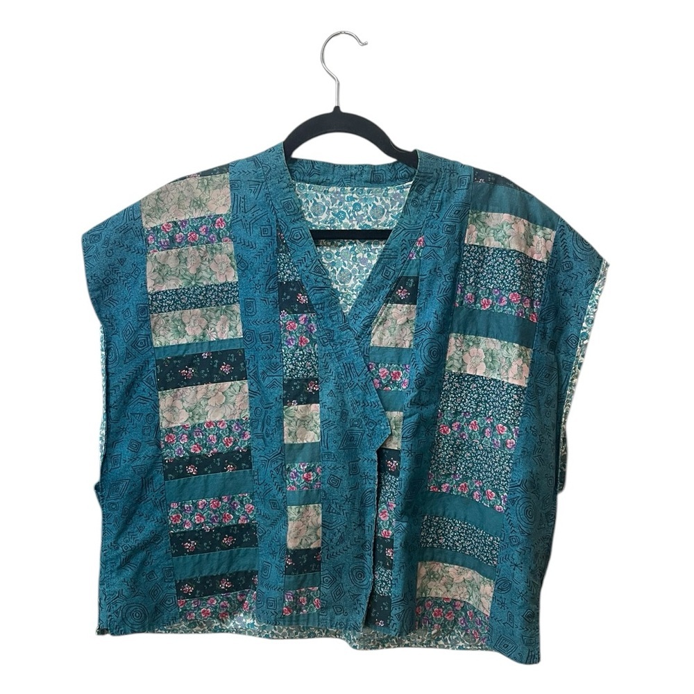 Quilted Patchwork Vest Lightweight Snap Closure O… - image 3
